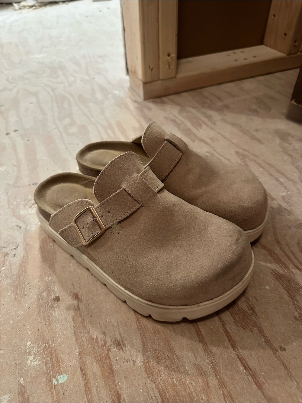 Suede Slip-On Clog in Tan